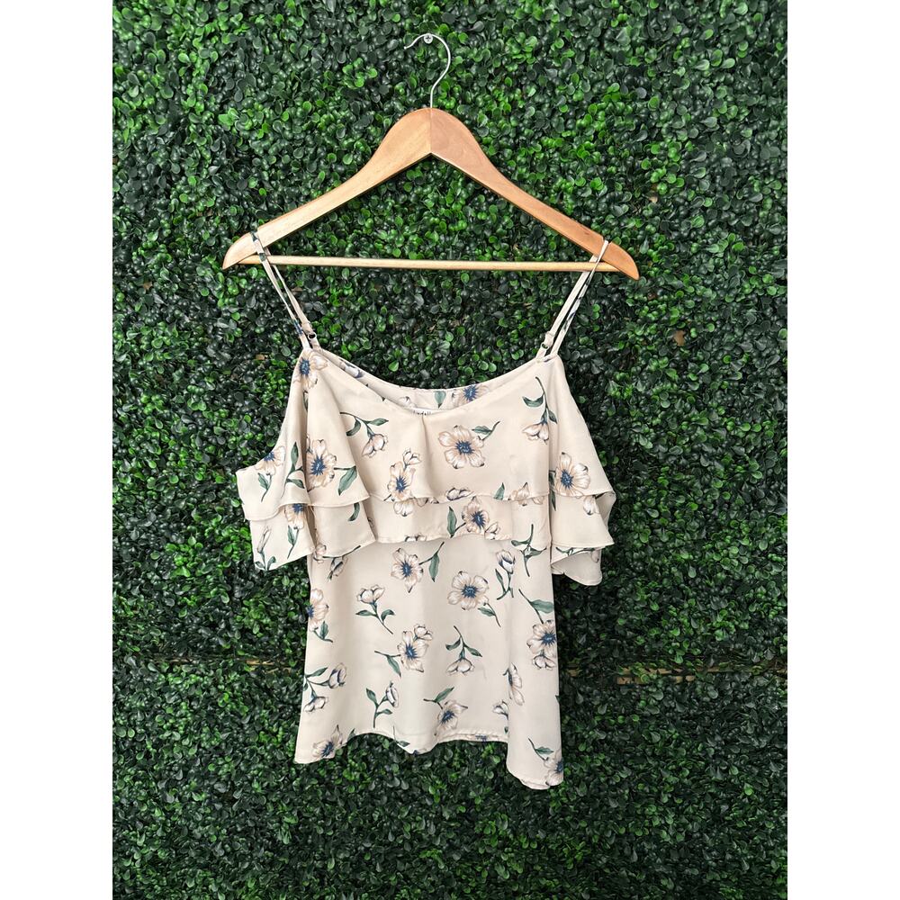 Lydelle, Cream Floral, spaghetti strap, Women’s size L,